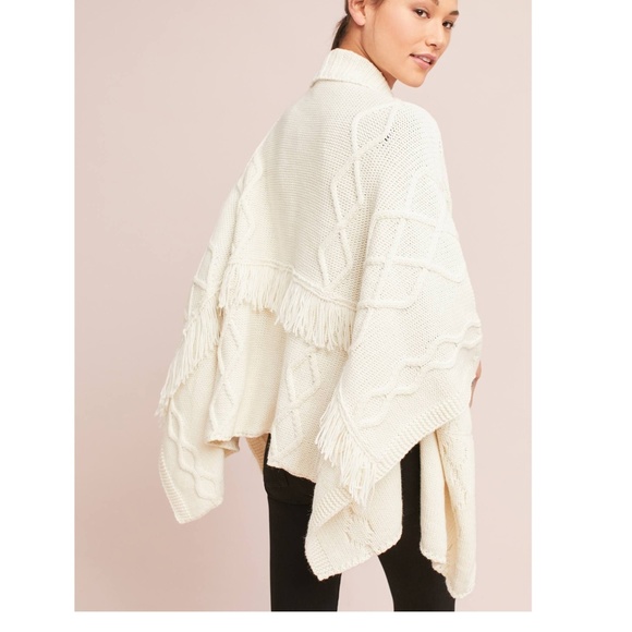 Anthropologie Sweaters - Anthropologie Hand-Knit Fringed Poncho